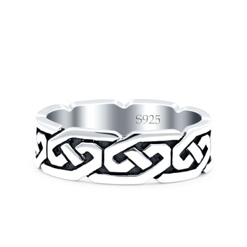 Celtic Oxidized Band Solid 925 Sterling Silver Thumb Ring (5mm)
